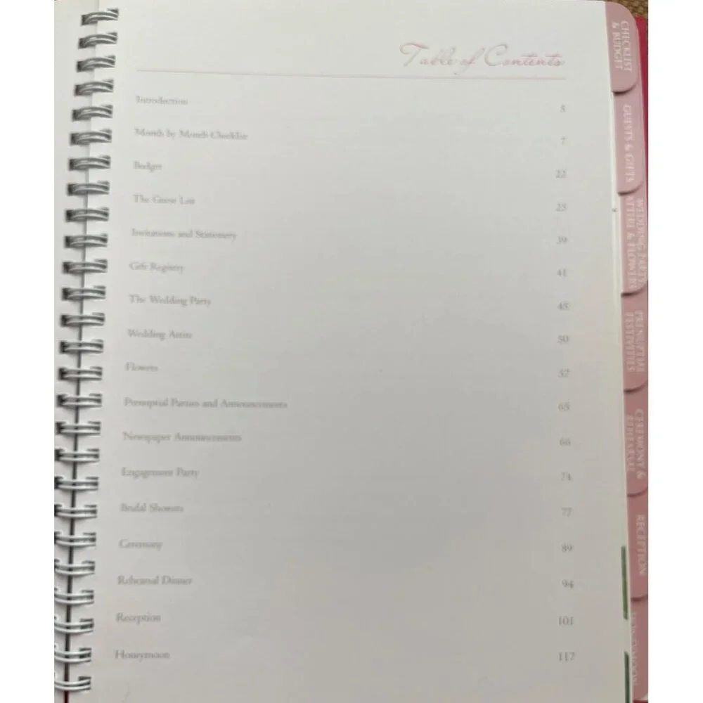 Wedding Planner Book Spiral Botanical Floral Blank 7 Tab 1999 Galison Publishing - Picture 10 of 10